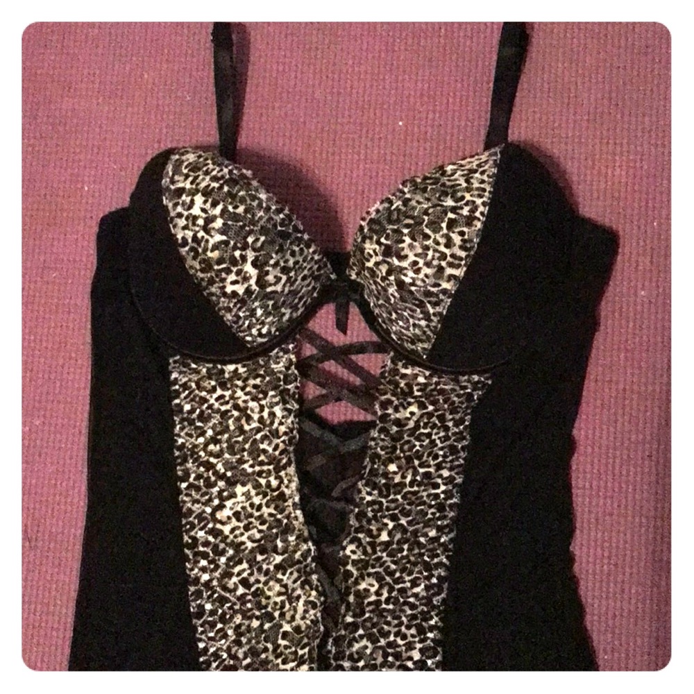 Never worn black and cheetah print lingerie